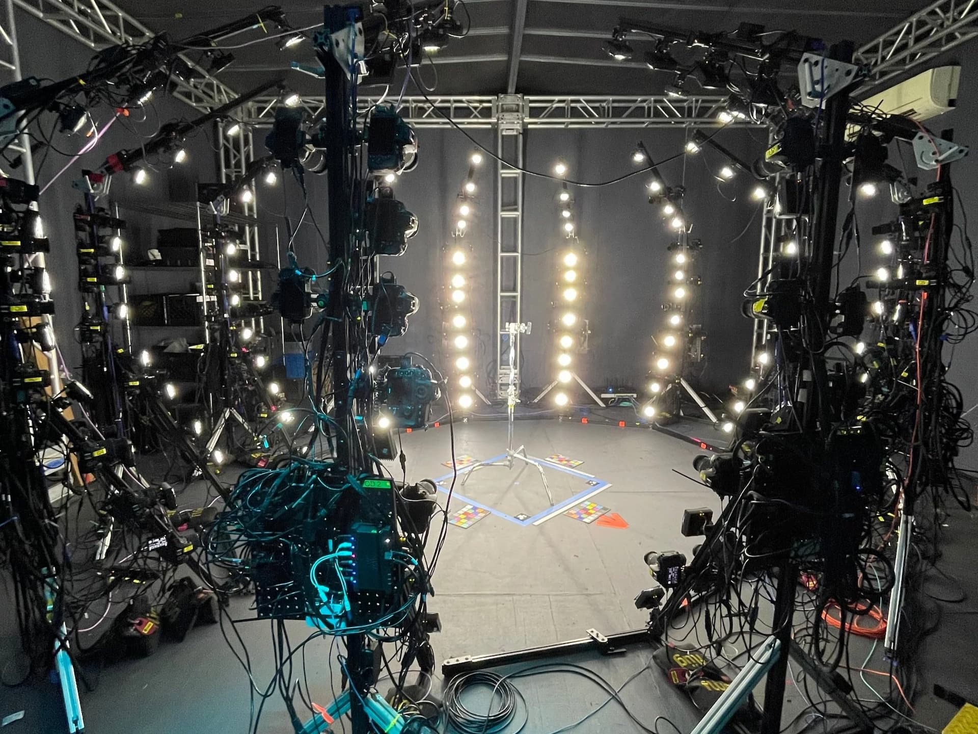 Advanced scanning rig designed for high-resolution photogrammetry to generate photorealistic 3D assets.